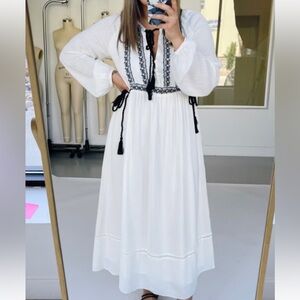 En Crème White Maxi Dress with Black Accents